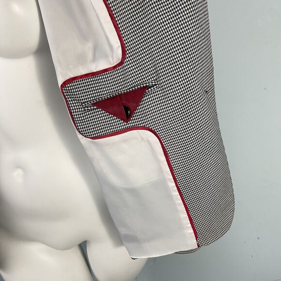 Talbots Women's 12 Single Button Stretch Blazer Jacket Black White Houndstooth - Picture 9 of 16